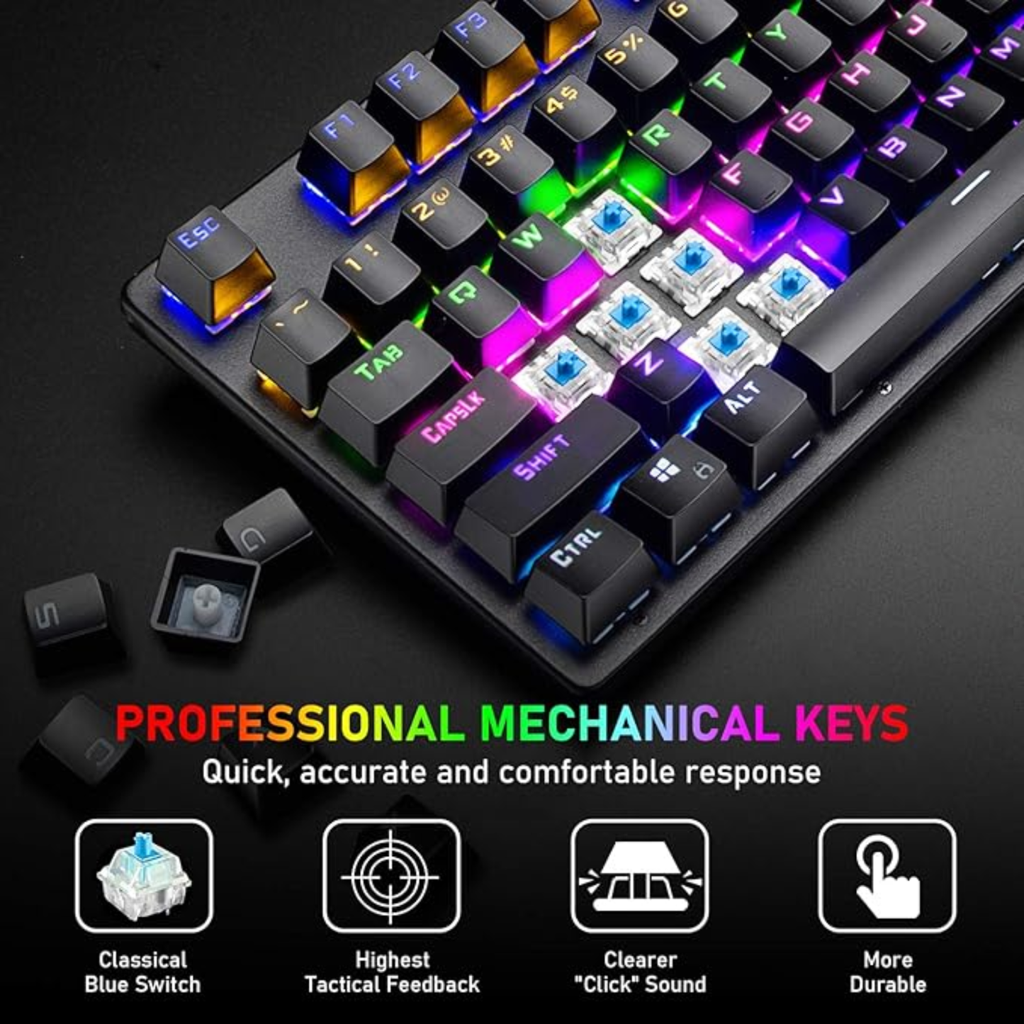 Mechanical Gaming Keyboard Precision Performance with Dynamic Lighting