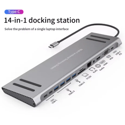 14 in 1 USB C Docking Station Complete Connectivity Hub for Workstations