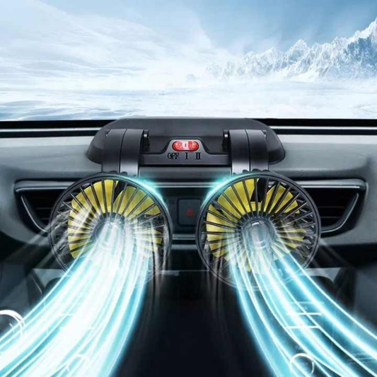 Double Headed Vehicle Fan (CIC922) Powerful Dual Cooling for Car and Desk Use