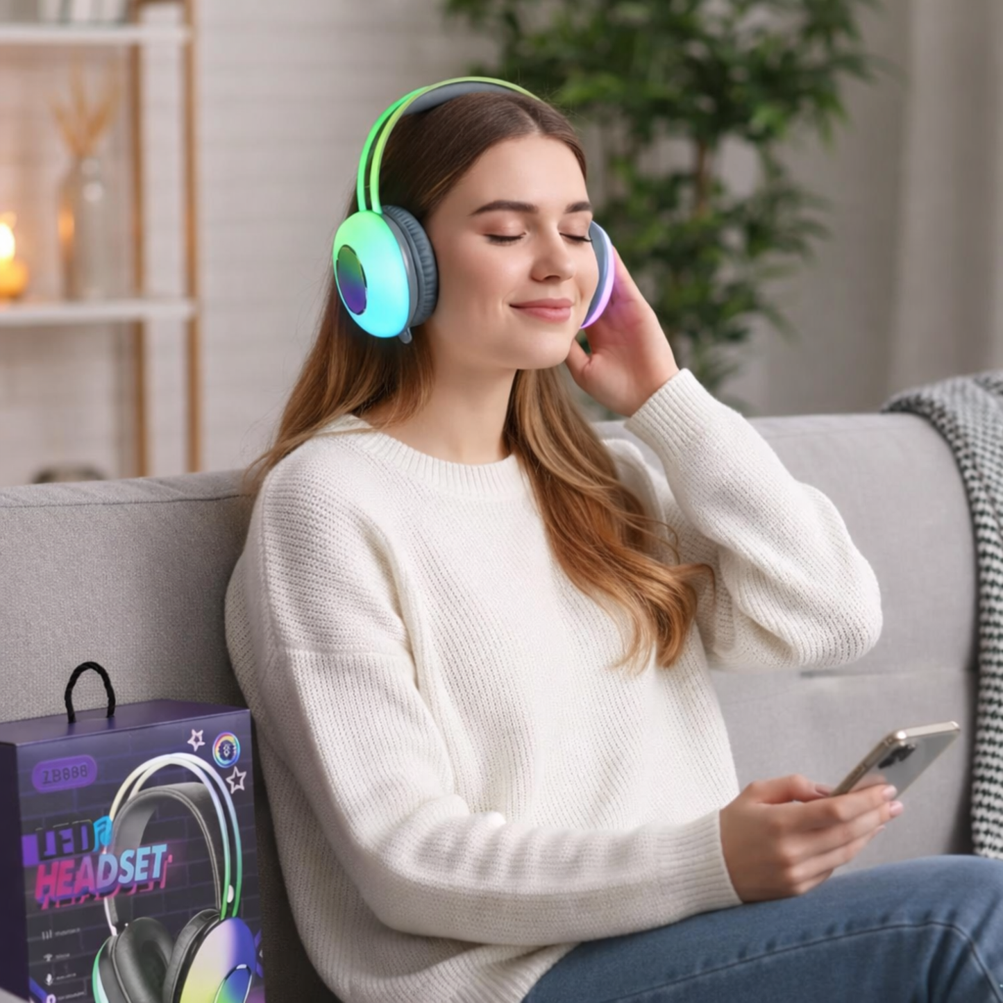 LED Wireless Headset Hi-Fi Stereo Sound with RGB Lighting