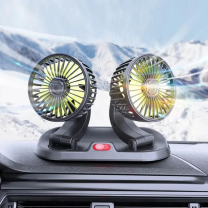 Double Headed Vehicle Fan (CIC922) Powerful Dual Cooling for Car and Desk Use