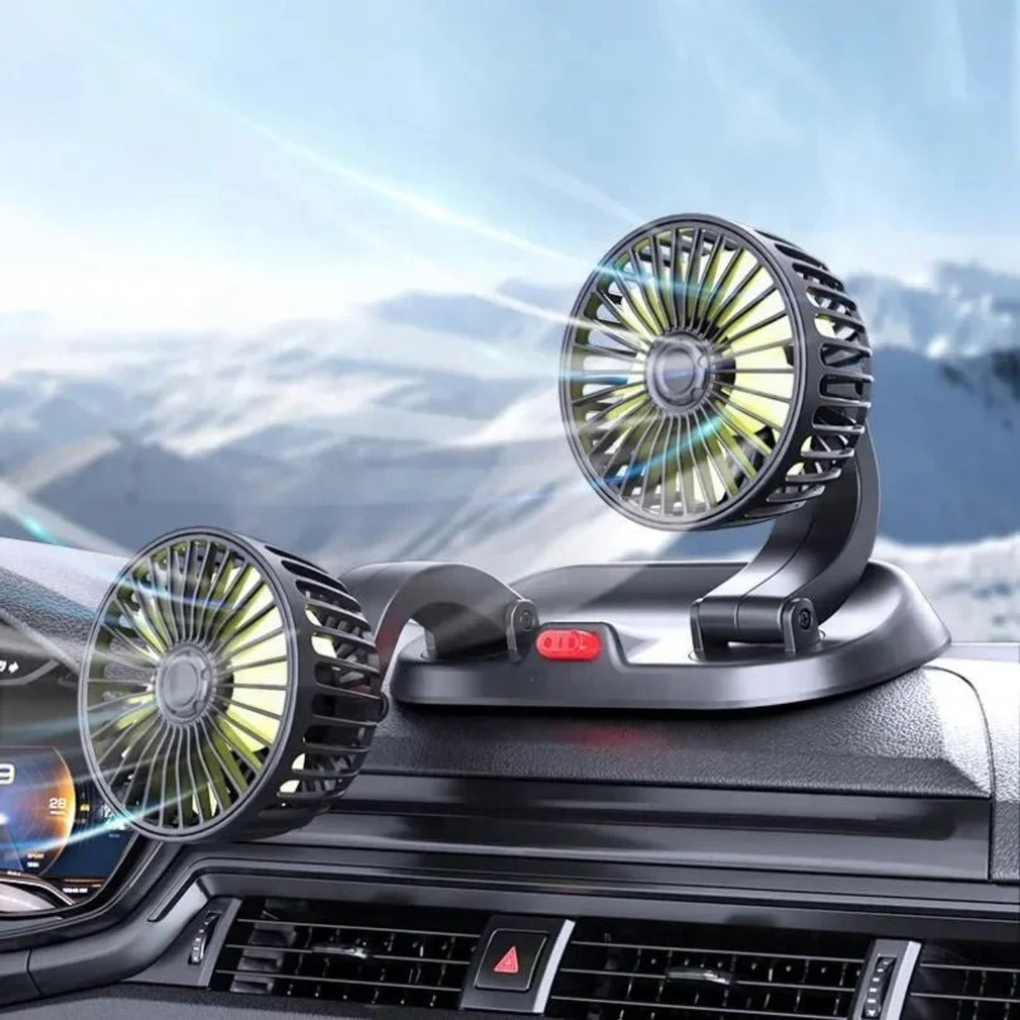 Double Headed Vehicle Fan (CIC922) Powerful Dual Cooling for Car and Desk Use