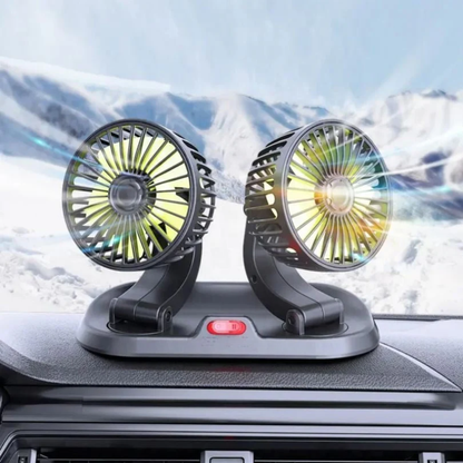 Double Headed Vehicle Fan (CIC922) Powerful Dual Cooling for Car and Desk Use