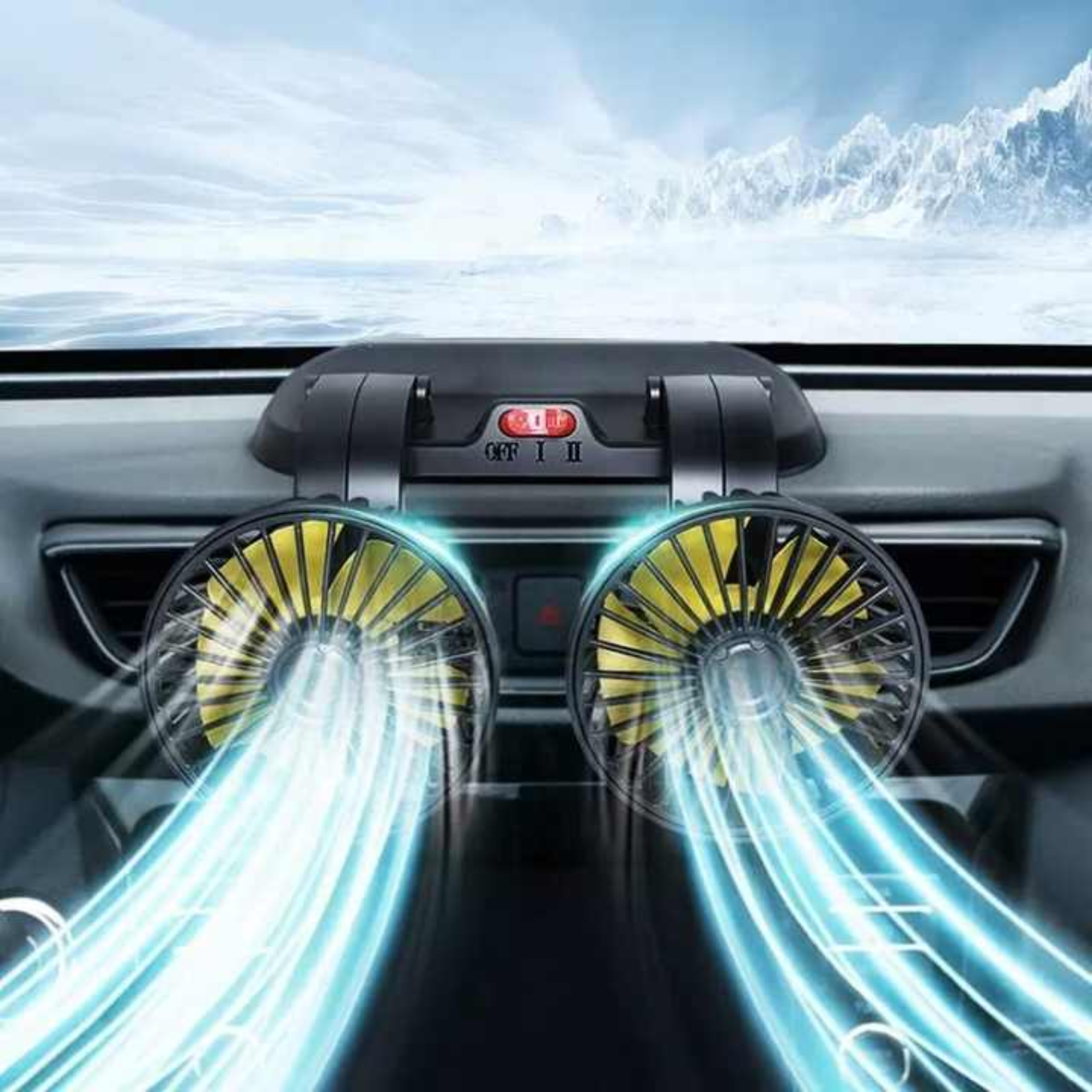 Double Headed Vehicle Fan (CIC922) Powerful Dual Cooling for Car and Desk Use